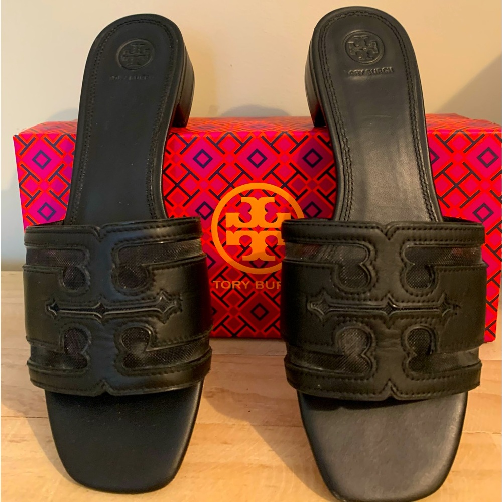 Tory Burch black slides size 10